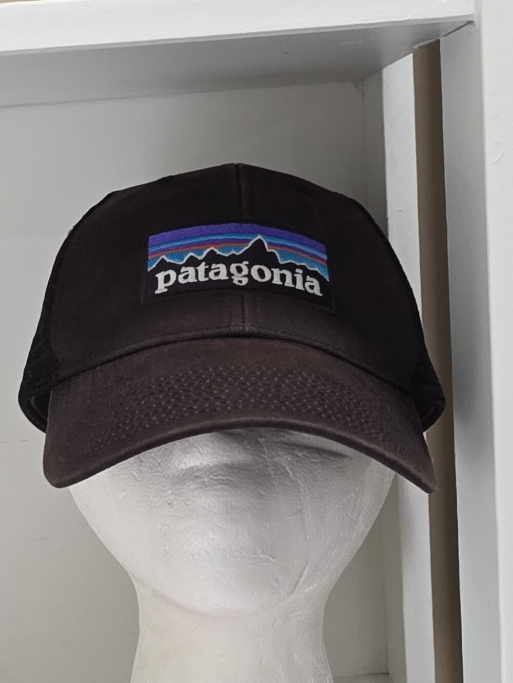 Patagonia Black Acid Wash Baseball Cap Hat With Adjustabke Snap Back